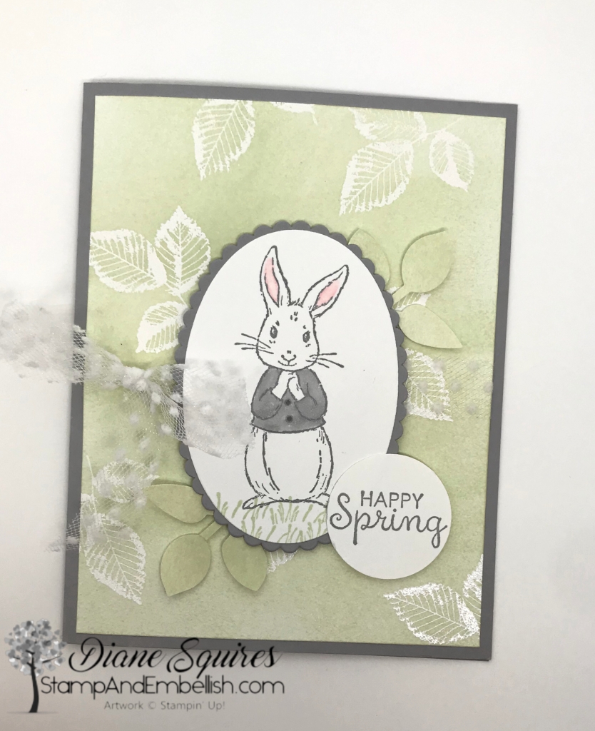 The bunny in the Fable Friends stamp set is adorable. Use him for Easter and spring but know that he will be great for baby cards. Check out all the cut images and sentiments in this set that can be used all year round.